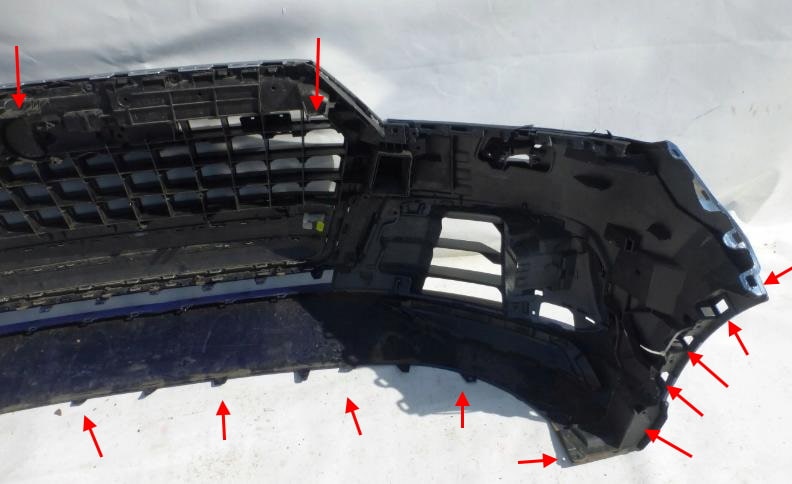 места крепления переднего бампера Audi Q7 4M (2015+)