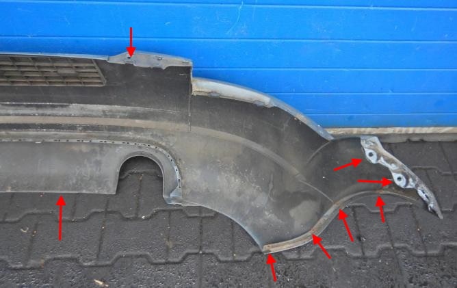 rear bumper attachment points Audi TT 8N (1998-2006)