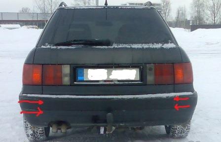 места крепления заднего бампера Audi 80 B4 (1991-1996)