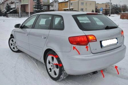 mounting points for the rear bumper AUDI A3 II (2003-2012)