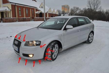 mounting points for the front bumper AUDI A3 II (2003-2012)