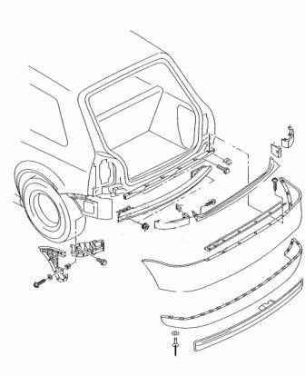 rear bumper mounting scheme AUDI A3 I (1996-2003)