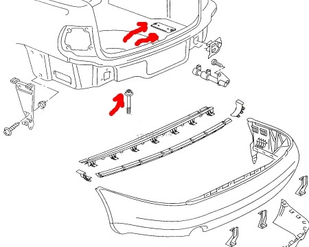 Schéma de montage du pare-chocs arrière AUDI A4 B5