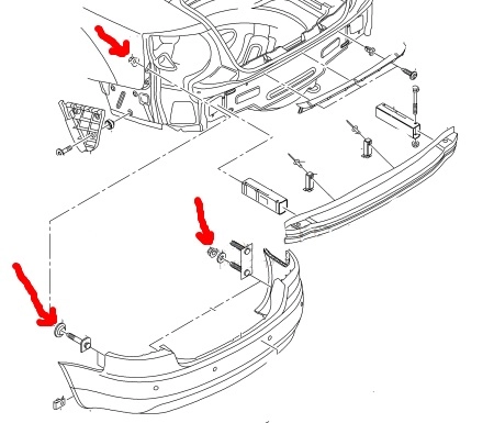 Schéma de montage du pare-chocs arrière AUDI A4 B7