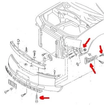diagrama de montaje del parachoques delantero AUDI A6 C5