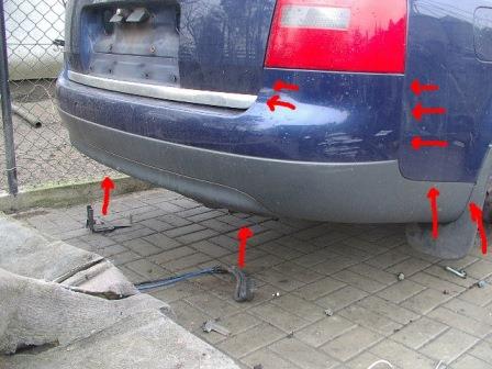 mounting points for the rear bumper AUDI A6 C5