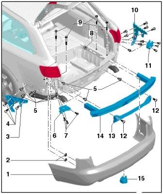 diagrama de montaje del parachoques trasero AUDI A6 C6