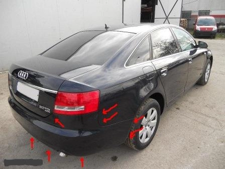mounting points for the rear bumper AUDI A6 C6