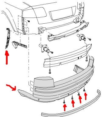 diagrama de montaje del parachoques trasero AUDI A8 D3