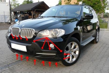 Befestigungspunkte für die Frontstoßstange des BMW X5 E70