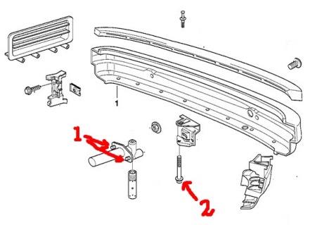 Diagrama de montaje del parachoques trasero BMW Serie 3 E36