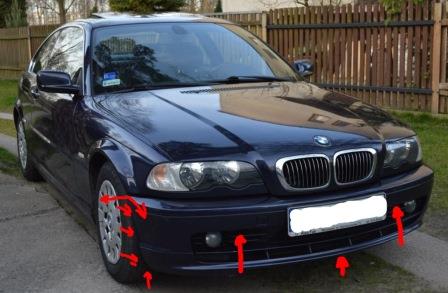mounting points for the front bumper BMW 3-series E46