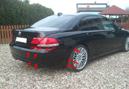 mounting points for the rear bumper BMW 7-series E65 (E66)