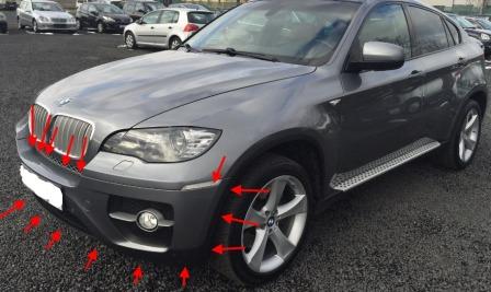 mounting points for the front bumper BMW X6 (E71)