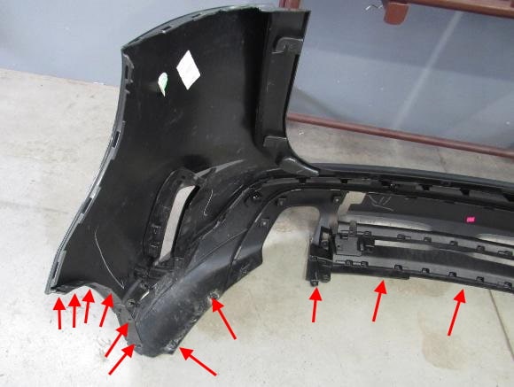 points de fixation du pare-chocs arrière Ford Edge 2 (2015+)