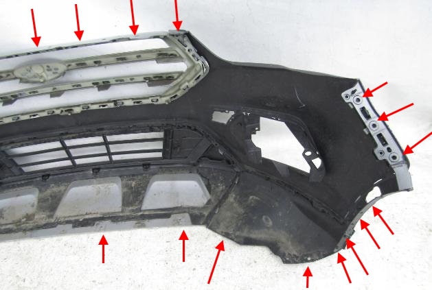 Puntos de fijación del parachoques delantero Ford Kuga (2011-2019)