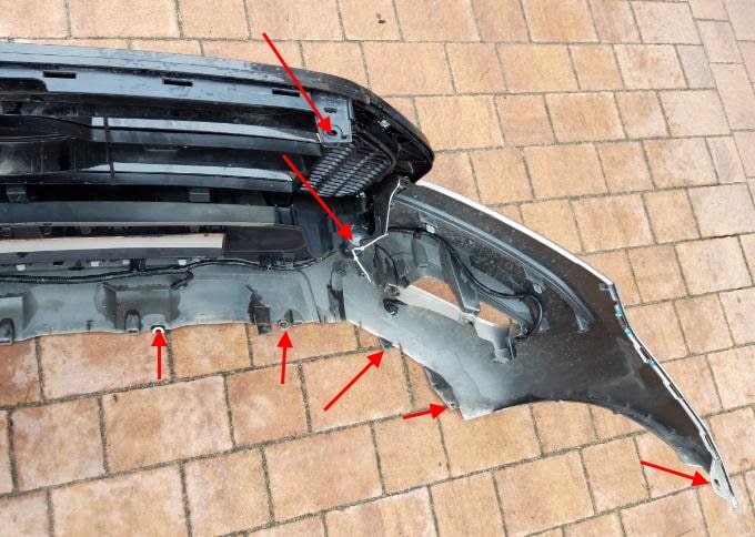 puntos de fijación del parachoques delantero Ford Ranger (2015+)