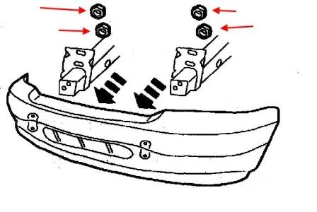 Front bumper mounting diagram for Ford F-150 (1998-2003)