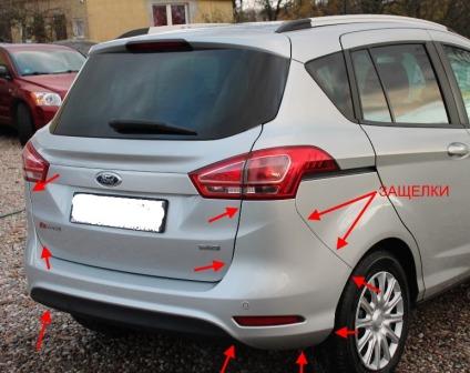 the attachment of the rear bumper of the Ford B-Max