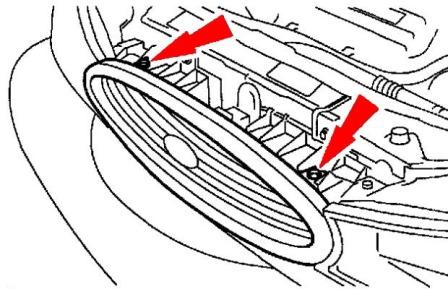 Ford Contour diagrama de montaje de la rejilla del radiador