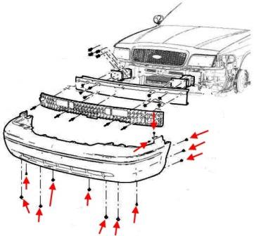 Ford Crown Victoria diagrama de montaje del parachoques delantero