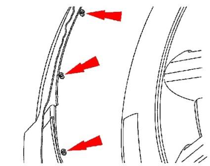 the scheme of mounting front bumper Ford Edge 1 (2006-2014)