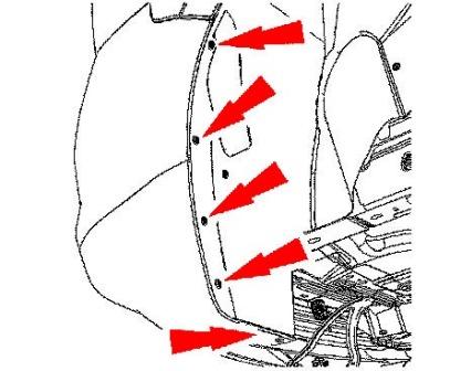 Diagrama de montaje del parachoques trasero del Ford Edge 1 (2006-2014)