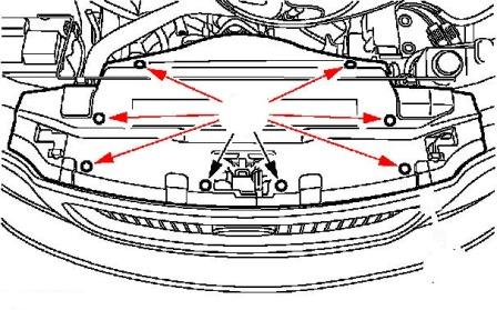 the scheme of mounting front bumper Ford Expedition II (2003 - 2006)