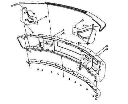 the scheme of mounting front bumper Ford F-250 (2004 - 2010 V.)