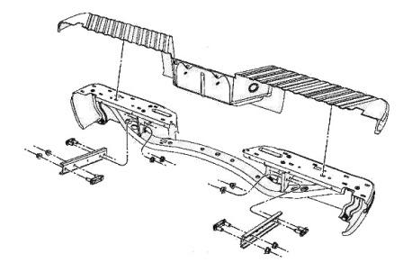 esquema de montaje del parachoques trasero Ford F-250 (2004-2010 en adelante)