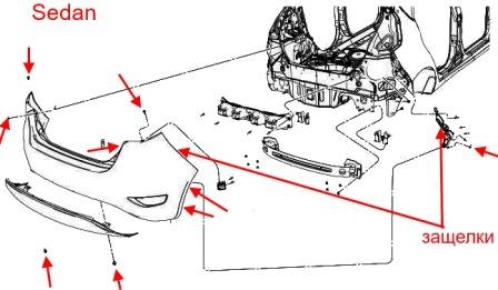 schema montaggio paraurti posteriore Ford Fiesta (2008-2013)