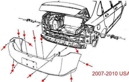 diagrama de montaje del parachoques trasero Ford Focus 2 (2004-2010)