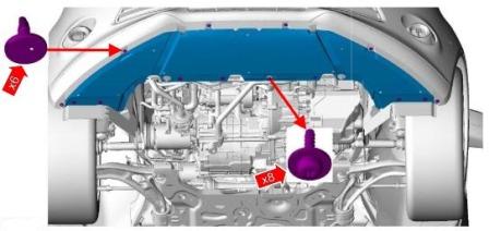 Montageplan für die vordere Stoßstange des Ford Focus 3 (seit 2012)