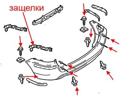 diagrama de montaje del parachoques trasero Ford Fusion (2002-2012)