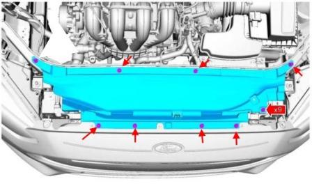 Schéma de montage du pare-chocs avant Ford Fusion (après 2012)