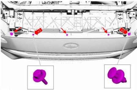 the scheme of mounting front bumper Ford Fusion (after 2012)