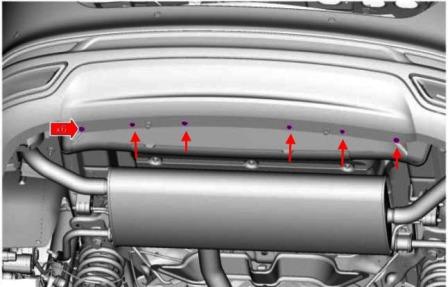 схема крепления заднего бампера Ford Fusion (после 2012 года)
