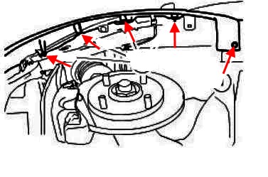 the scheme of mounting front bumper Ford Ka (1996-2008)