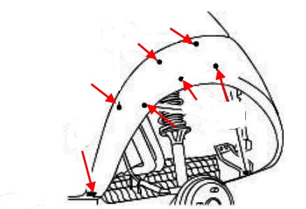 diagrama de montaje del parachoques trasero Ford Ka (1996-2008)