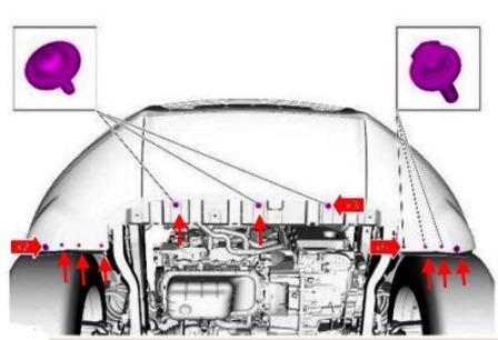 Diagrama de montaje del parachoques delantero del Ford Kuga 