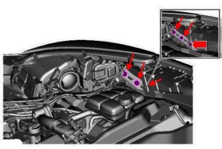 Diagrama de montaje del parachoques delantero del Ford Kuga