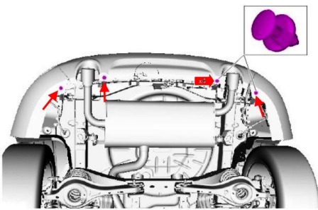 Diagrama de montaje del parachoques trasero del Ford Kuga 