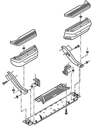 diagrama de montaje del parachoques trasero Ford Ranger (1998-2004)