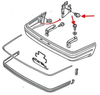 Ford Sierra parachoques trasero diagrama de montaje