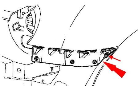 Schéma de montage du pare-chocs avant Ford Thunderbird (2002-2005)