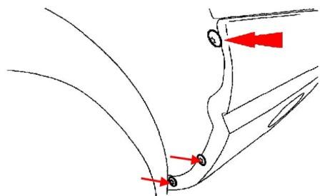 diagrama de montaje del parachoques trasero Ford Thunderbird (2002-2005)