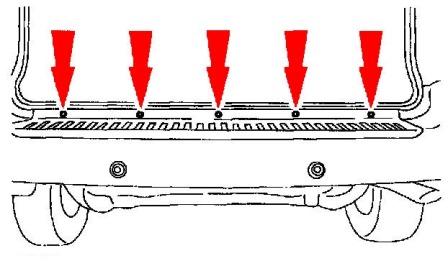 Diagrama de montaje del parachoques trasero Ford Windstar