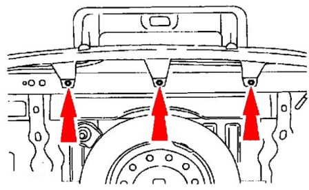 Diagrama de montaje del parachoques trasero Ford Windstar