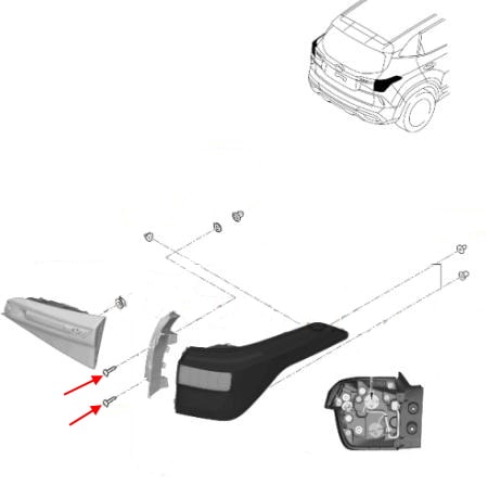 Kia Seltos SP2 (2019+) rear light mounting diagram