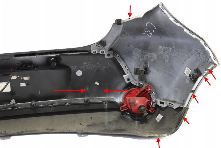 rear bumper attachment points Kia Soul II (2014-2019)
